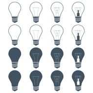set of incandescent lamps (bulbs) on the gray background N2