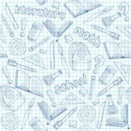 Vector school supplies pattern hand drawn blue seamless background