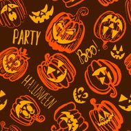 Hand drawn doodle Halloween pumpkin seamless pattern N2