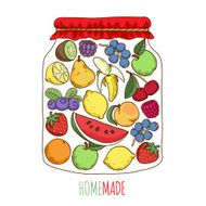 Home made fruit berry jam preserves conceptual illustration