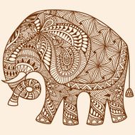 vector Henna mehndi decorated Indian Elephant