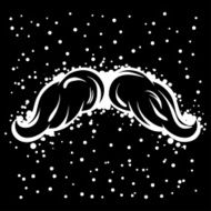 Hipster white mustache in line art style