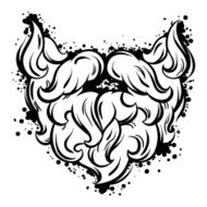 Hipster mustache and beard in line art style N2