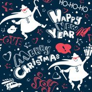 Merry Christmas and Happy New year doodle seamless pattern N3