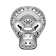 Zentangle Platypus head totem for adult anti stress Coloring Pag