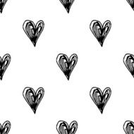 Seamless pattern with ink hearts