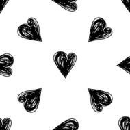 Seamless pattern with ink hearts N2