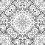 Vector Seamless Monochrome Ornate Pattern N9