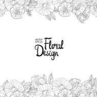 Floral border made with sketchy flowers N6
