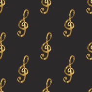Seamless pattern with gold treble clef