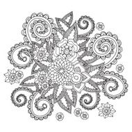 Hand drawn herbal design elements Black and white pattern N5
