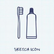 Toothbrush and toothpaste icon