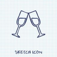 Two glasses of wine or champagne icon