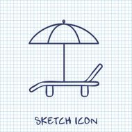 Beach vector icon Umbrella with deck chair