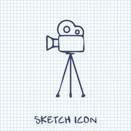 Movie camera on tripod icon