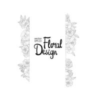 Floral border made with sketchy flowers N7