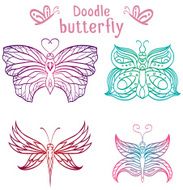 Set of hand-drawn doodle butterfly