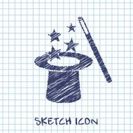 Vector magic hat and wand with sparkles