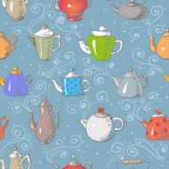 Seamless background with teapots