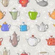 Seamless background with teapots N2