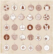 Set of vintage Christmas balls with ornaments