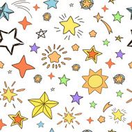 Collection of handdrawn stars seamless pattern