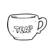 line drawing cartoon cup of tea