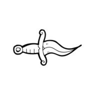 line drawing cartoon knife tattoo