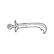line drawing cartoon sword