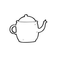 line drawing cartoon tea pot
