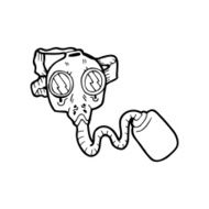 line drawing cartoon gas mask