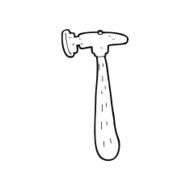 line drawing cartoon hammer