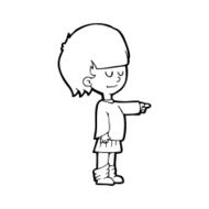 line drawing cartoon girl pointing