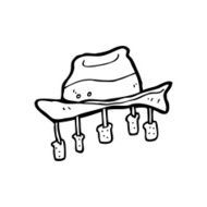 line drawing cartoon hat with corks