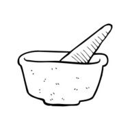 line drawing cartoon pestle and mortar