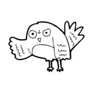 angry line drawing cartoon bird