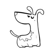 line drawing cartoon happy dog