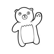 line drawing cartoon waving bear