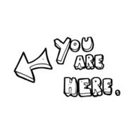line drawing cartoon you are here sign