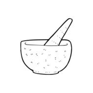 line drawing cartoon pestle and mortar N3