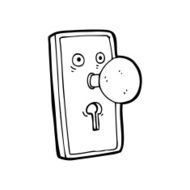 line drawing cartoon door knob
