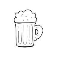 line drawing cartoon pint of beer