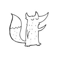 cute line drawing cartoon fox