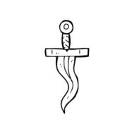 line drawing cartoon dagger tattoo