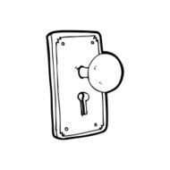 line drawing cartoon door knob N2