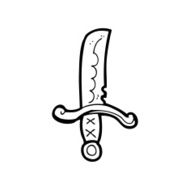 line drawing cartoon sword N2
