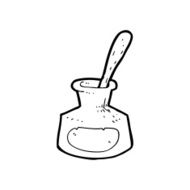 line drawing cartoon ink pot
