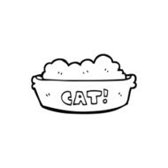 line drawing cartoon cat food