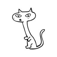 line drawing cartoon cat