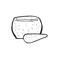 line drawing cartoon stone pestle and mortar